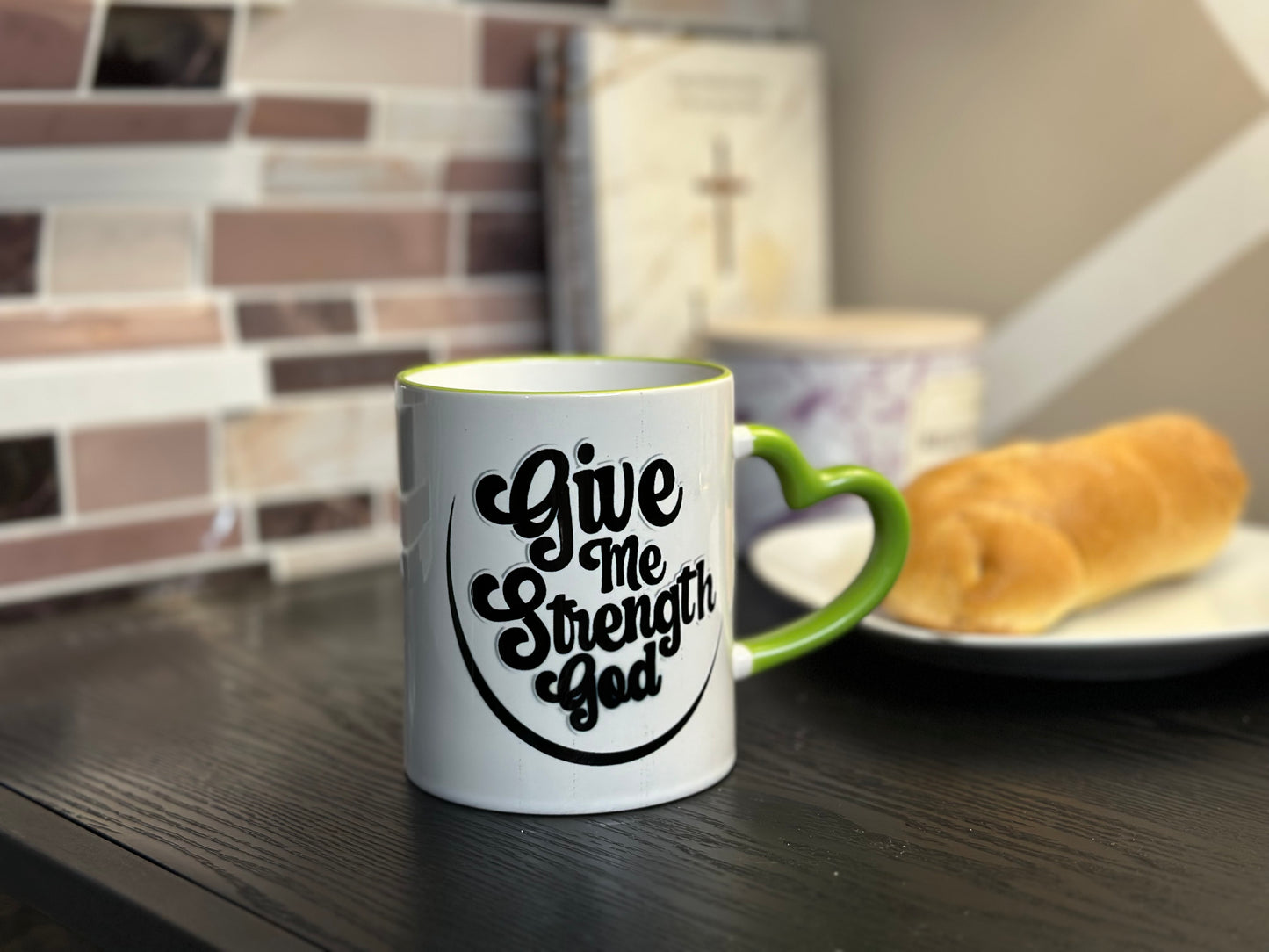 Give me Strength God Mug - Green & White