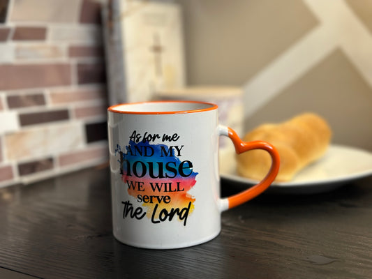 As for me and my house we will serve the Lord Mug - Orange & White