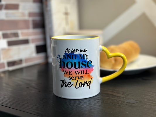 As for me and my house we will serve the Lord Mug - Yellow & White