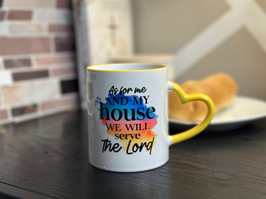 As for me and my house we will serve the Lord Mug - Yellow & White